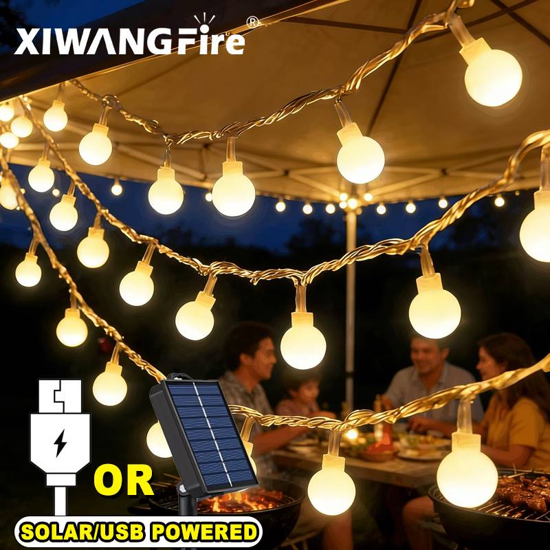 Lighting Wedding Outdoor - أضواء خيطية تعمل بالطاقة الشمسية/USB/البطارية بطول
