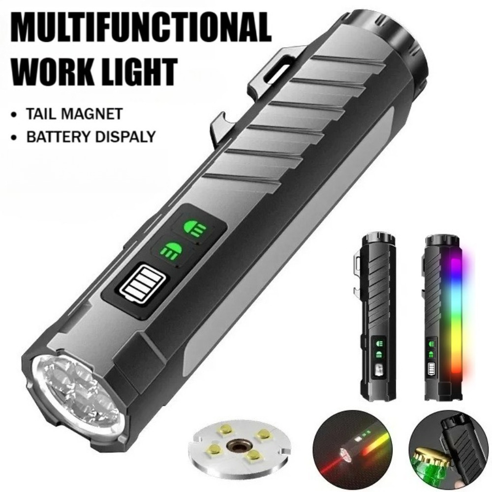 Outdoor Lighting Rechargeable - مصباح يدوي LED متعدد الوظائف قوي