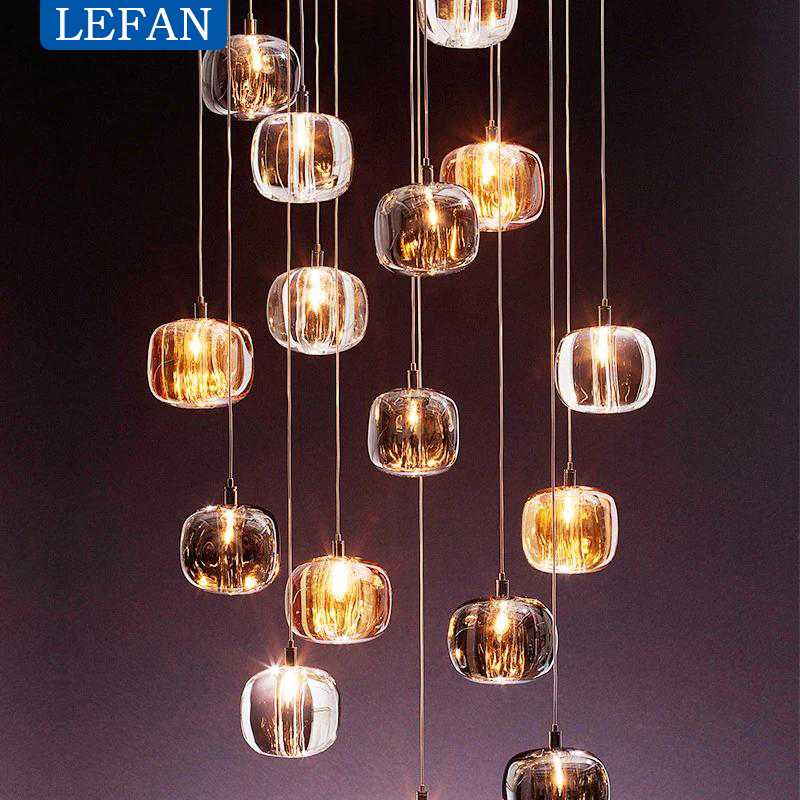 Outdoor Lighting Pendant - ثريا حديثة من الكريستال ، درج