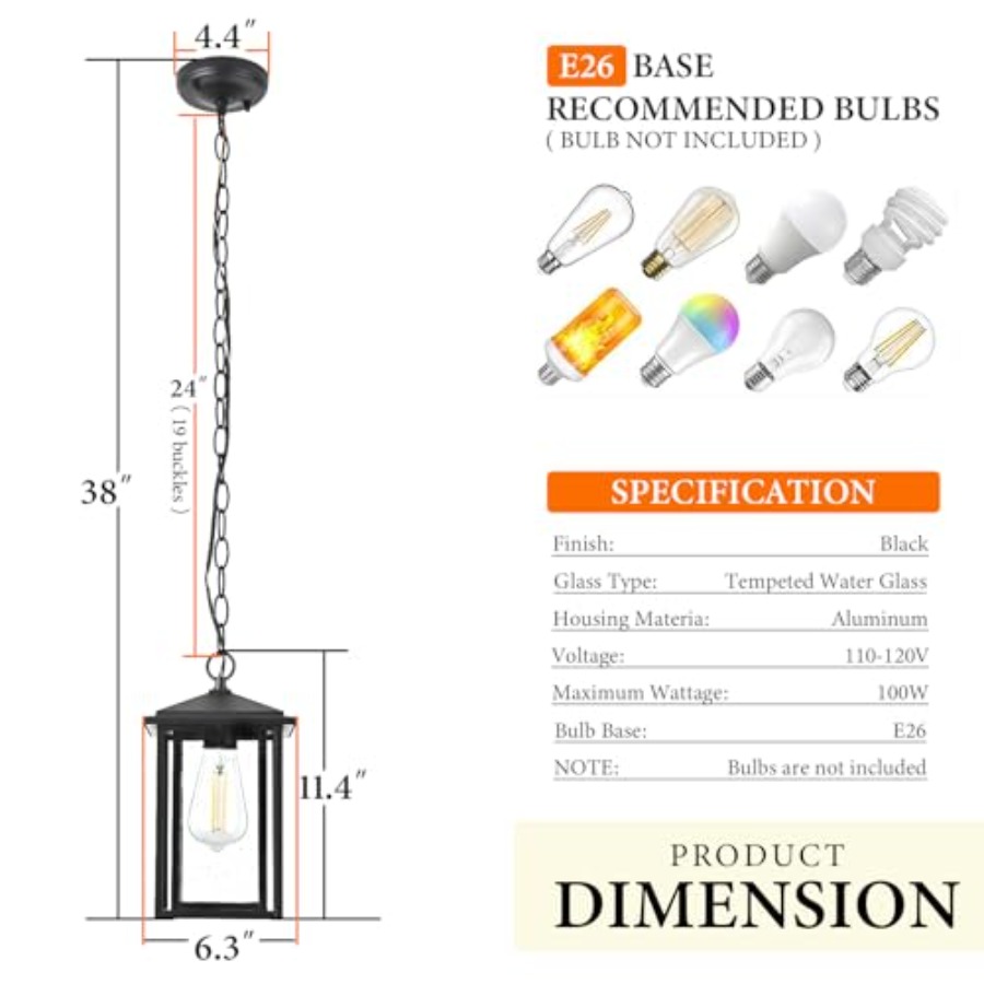 مصابيح معلقة خارجية للفناء، ثر - مراجعة Outdoor Lighting Pendant وسعره