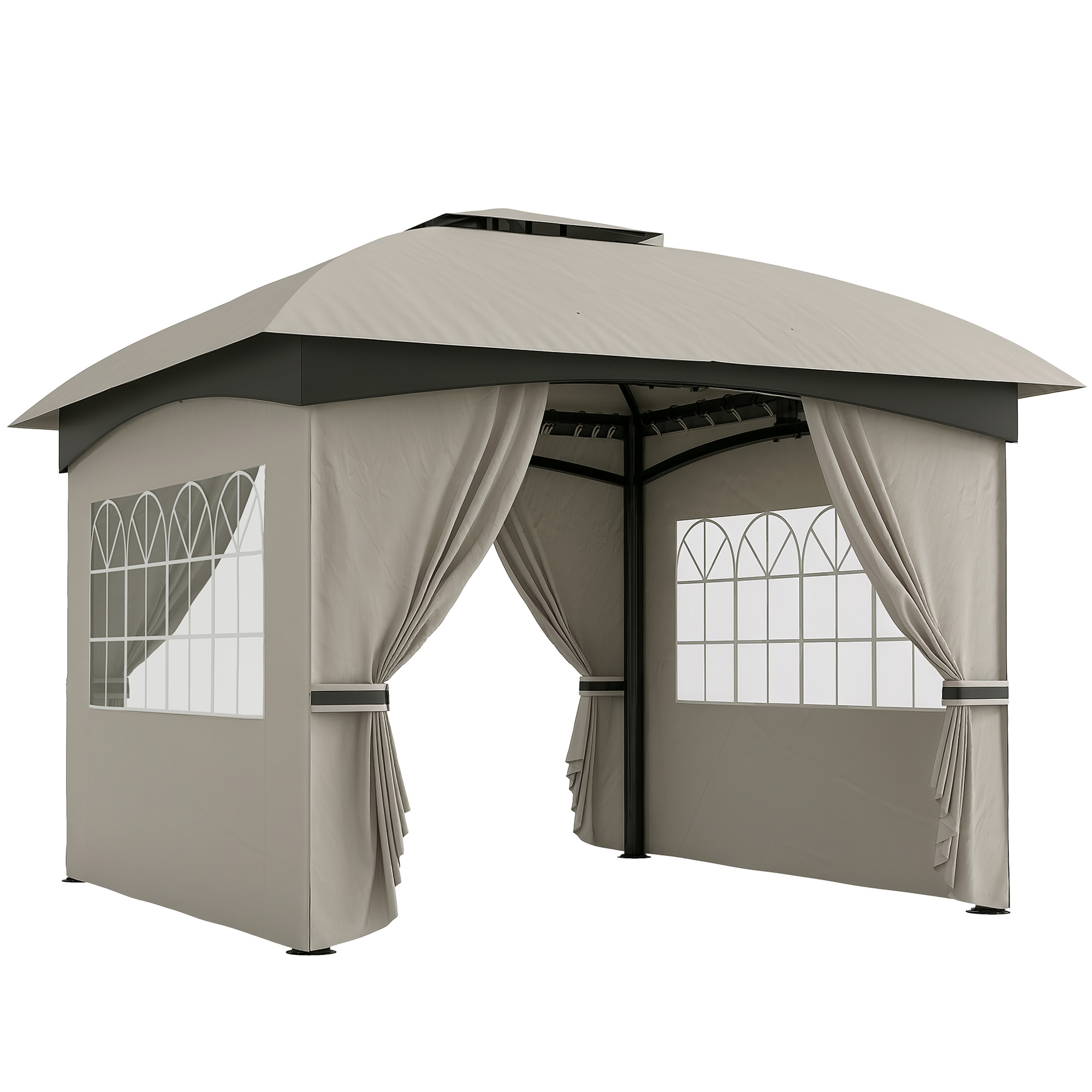 جازيبو خارجي 11' × 11' مع ستائ - مراجعة Outdoor Lighting Gazebo وسعره