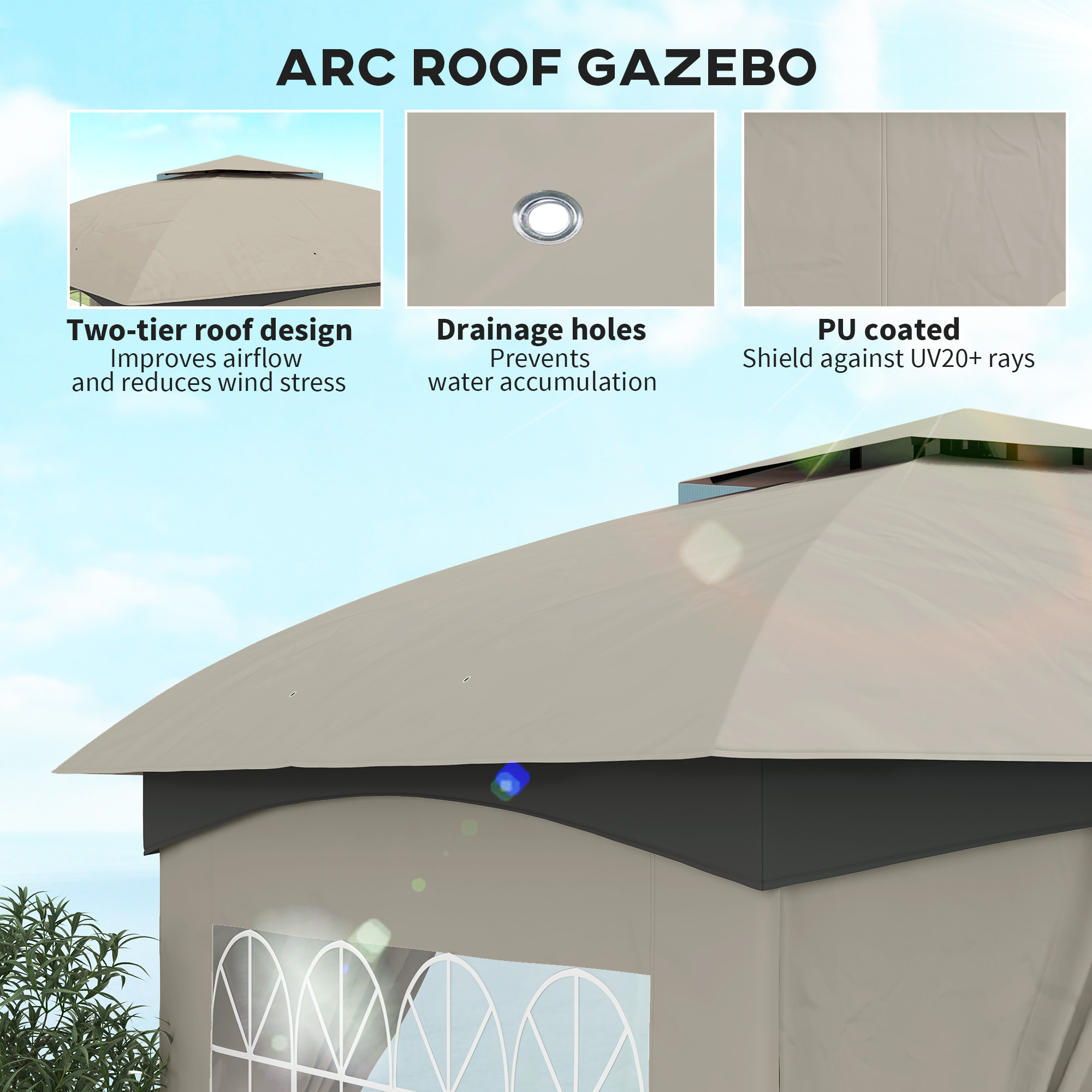 جازيبو خارجي 11' × 11' مع ستائ - مراجعة Outdoor Lighting Gazebo وسعره