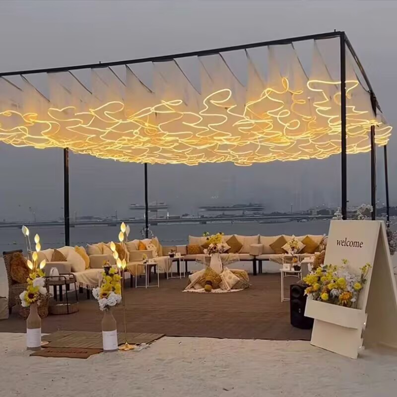 زينة سقف للأعراس، ستارة شبكية  - مراجعة Lighting Wedding Outdoor وسعره